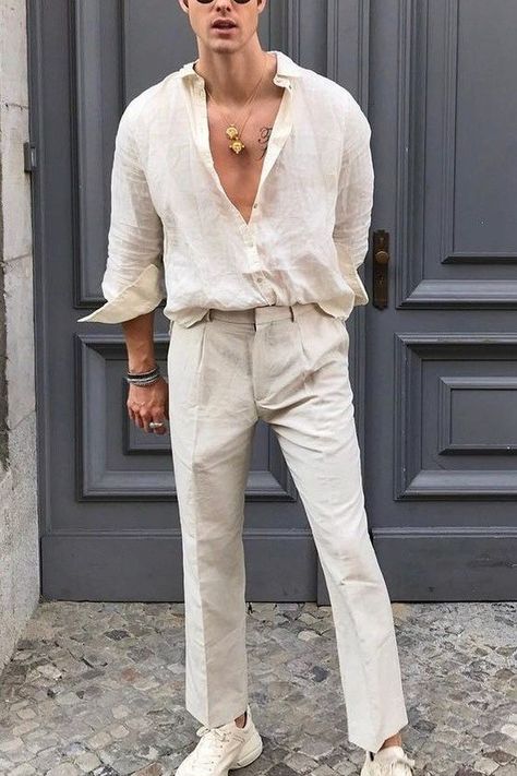 Mens Fashion Fall Casual, White Outfit For Men, Men Fashion 2020, Men's Casual Fashion, White Party Outfit, White Summer Outfits, Party Outfit Men, Chique Outfit, Fashion Forward Outfits