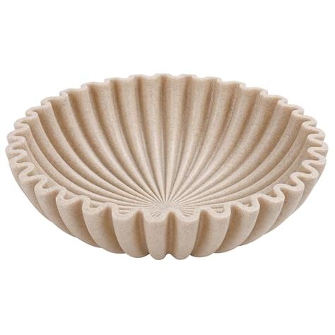 YMXYJM Large Decorative Bowl, Modern Handicraft Bowls for Home Decor, Decorative Fruit Bowl for Kitchen Counter, Ruffle Bowl Decor, Stylish Key Bowl for Entry Table, Beige Large Decorative Bowl, Table Beige, Bowl Decor, Chip Bowl, Key Bowl, Artificial Stone, Decorative Bowl, Entry Table, Minimalist Home Decor