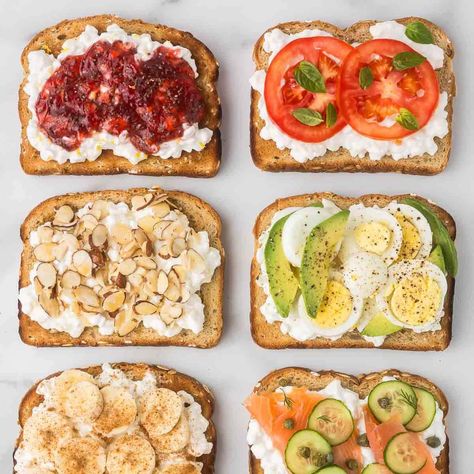 5-Minute High Protein Cottage Cheese Toast (Sweet & Savory) Savory Cottage Cheese Toast, High Protein Breakfast Cottage Cheese, Cottage Cheese Toast Breakfast Ideas, Cottage Cheese On Toast, Cottage Cheese Toast, Protein Toast, Protein Cottage Cheese, Cottage Cheese Breakfast, Smoked Salmon Recipes