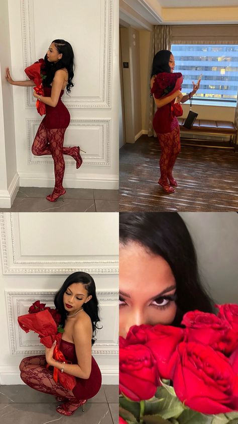 New Years Outfits Aesthetic, Niners Game Outfit, Baddie Valentines Day Outfit, Valentine’s Day Photoshoot Ideas, Birthday Photoshoot Dress Ideas Outfit, Valentine’s Day Photoshoot Aesthetic, Pink Birthday Dress Black Women, Cupid Inspired Outfits, Red Birthday Outfit Black Women