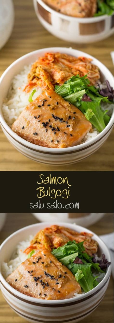 Salmon Bulgogi (Korean Style Marinated Salmon) - Salu Salo Recipes Salmon Bulgogi, Bulgogi Marinade, Bulgogi Sauce, Bulgogi Recipe, Recipes Salmon, Marinated Salmon, Most Delicious Food, Bulgogi Beef, Bulgogi