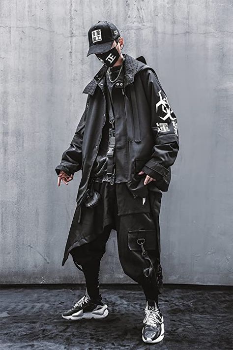 Tech Wear Men, Utility Outfit, Japan Jacket, Mens Techwear, Big Jacket, Techwear Men, Earth Clothes, High Turtleneck, Techwear Jacket