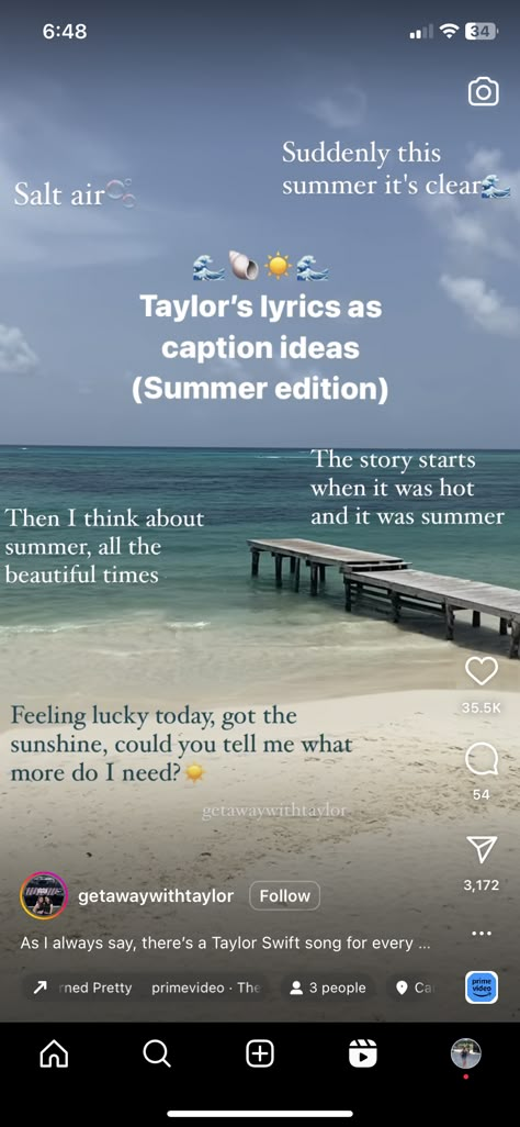 Beach Song Lyrics Captions, Summer Instagram Captions Song Lyrics, Taylor Swift Summer Captions Instagram, Taylor Swift Ig Captions Summer, Summer Lyrics For Captions, 1989 Captions, Summer Recap Captions, Taylor Swift Summer Lyrics, Taylor Swift Beach Captions