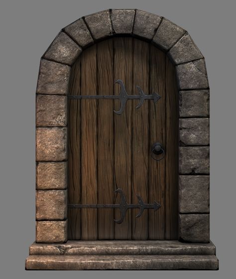 3d Castle, Dollhouse Door, Medieval Door, Door Texture, Castle Doors, Door Entryway, Medieval Houses, Arched Doors, House Doors