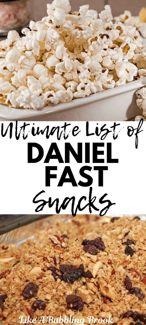 This Ultimate List of Daniel Fast Snacks is amazing! There are so many options and recipes to try! Daniel Fast Flatbread Recipe, Daniel's Fast Recipes 21 Day, Bible Study Snacks Easy, Daniel Fast Protein Balls, Daniel Fast Granola Bars, Daniel Fast Bible Study, Daniel Fast Grocery List Shopping, Daniel Fast Snack Recipes, Daniel Fast Recipes Desserts