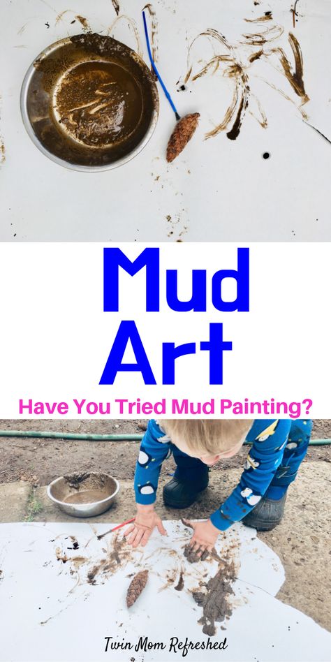 Want a quick and easy toddler activity?  This Mud Painting Art Toddler and Preschool Activity is so much fun and so simple!  A great outdoor activity for a rainy day or sunny day! #toddler #toddleractivitiesfor2yearolds #toddleractivities #toddlerartideas #toddlers #toddlerart #sensory #sensoryactivity #twinmomrefreshed Mud Painting, Mud Art, Toddler Meal Ideas, Mud Paint, Outdoor Activities For Toddlers, Spring Toddler, Family Day Care, Easy Toddler Activities, Toddler Activity