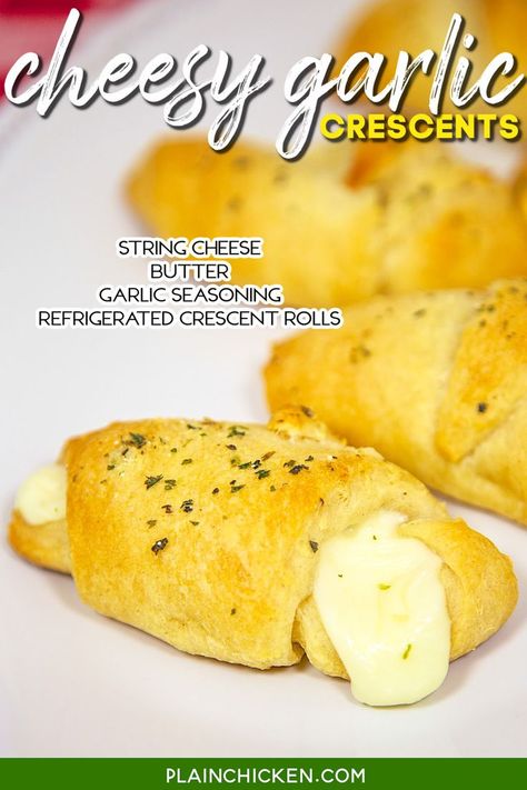 Cheesy Garlic Crescent Rolls, Garlic Crescent Rolls, Cornbread Dessert, Parmesan Soup, Pillsbury Recipes, Easy Main Dishes, Slow Cooker Turkey, Cheese Butter, Garlic Seasoning