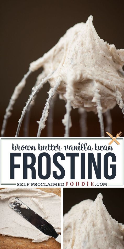 Vanilla Bean Recipes, Vanilla Bean Frosting, Vanilla Bean Cupcakes, Brown Butter Frosting, Vanilla Bean Cakes, Butter Frosting, Cookie Frosting, Vanilla Frosting, Baked Dessert Recipes