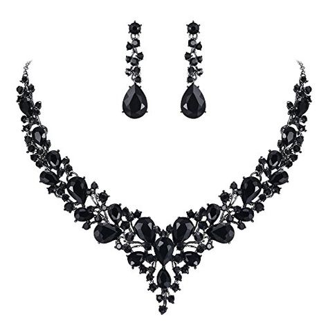 Rhinestone Bridal, Black Rhinestone, Bride Jewellery, Bridal Jewelry Sets, Bridal Necklace, Austrian Crystal, Black Crystals, Elegant Jewelry, Jewelry Party