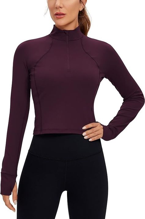 Amazon.com: CRZ YOGA Women's Butterluxe Long Sleeve Workout Shirts Half Zip Pullover Sweatshirt Athletic Cropped Tops Running Shirt Pink Peony Large : Clothing, Shoes & Jewelry Long Sleeve Workout Shirt, Athletic Crop Top, Crz Yoga, Sports Crop Tops, Long Sleeve Workout, Quarter Zip Sweatshirt, Fall Shirt, Running Shirts, Pullover Designs