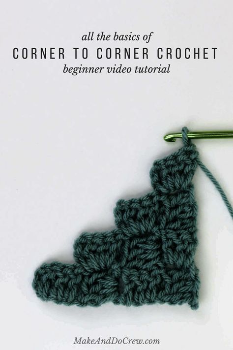 How to Corner to Corner Crochet Video Tutorial - All the C2C Basics Corner To Corner Crochet Pattern, Crochet C2c Pattern, C2c Crochet Pattern Free, C2c Crochet Blanket, Corner Crochet, Corner To Corner Crochet, Beginner Crochet Tutorial, Crochet Geek, Crochet For Beginners Blanket