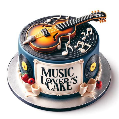 50th birthday cake - Music Lover’s Cake Guitar Cakes For Men, Birthday Cake Music Theme, Music Cake Ideas For Men, Music Cake Ideas, 50th Birthday Cake Images, Music Birthday Cake, Bolo Musical, Cake Music, Music Themed Cakes