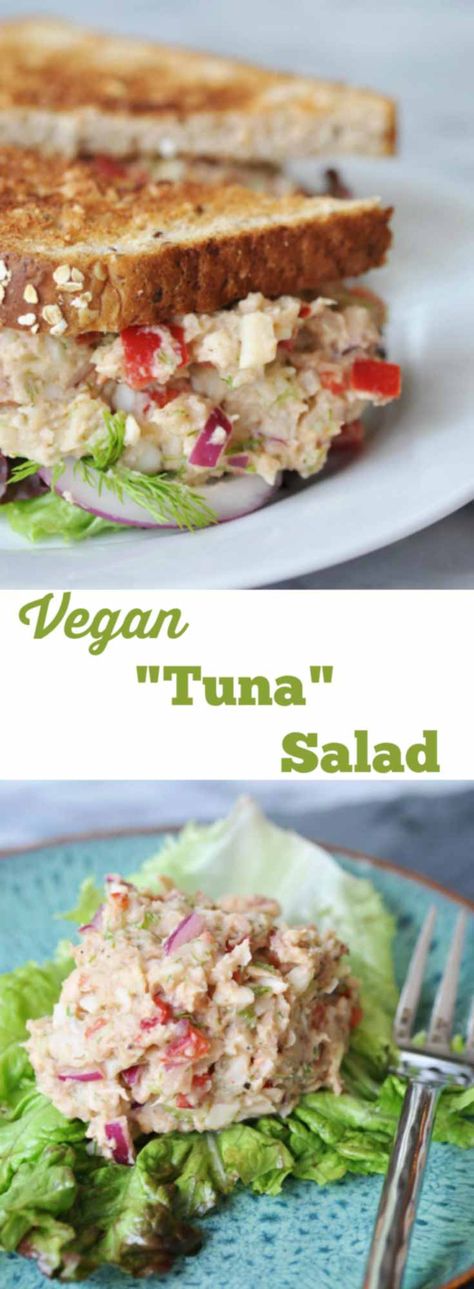 Vegan "Tuna" Salad! This vegan "tuna" salad recipe is made with white beans and palm hearts. You''re going to love it. www.veganosity.com Palm Hearts, Vegan Tuna Salad, Vegan Tuna, Chickpea Tuna Salad, Resep Salad, Tuna Salad Recipe, Resep Diet, Salad Ideas, Vegan Sandwich