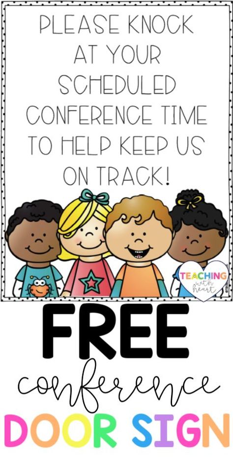 Keep yourself on schedule during parent teacher conferences with this FREE sign for your classroom door! Check out the blog post for more tips to have stress free parent teacher conferences! Preschool Handouts For Parents, Parent Teacher Conference Hallway Display, Preschool Parent Teacher Conference Form, First Grade Parent Teacher Conferences, Prek Conferences, Preschool Parent Teacher Conferences Free Printable, Preschool Parent Teacher Conferences, Parent Conference Ideas, Preschool Conferences