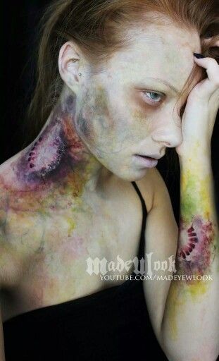 Zombie Bite Makeup, Zombie Bite, Zombie Halloween Makeup, Make Up Diy, Makeup Zombie, Gore Makeup, Halloweenský Makeup, Zombie Walk, Special Fx Makeup