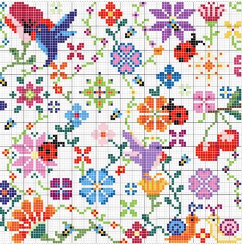 Cross Stitch Charts Free Pattern, Unique Cross Stitch, Flowers Cross Stitch, Cross Stitch Tutorial, Patterns Flowers, Tiny Cross Stitch, Stitch Flowers, Tapestry Crochet Patterns, Pola Kristik