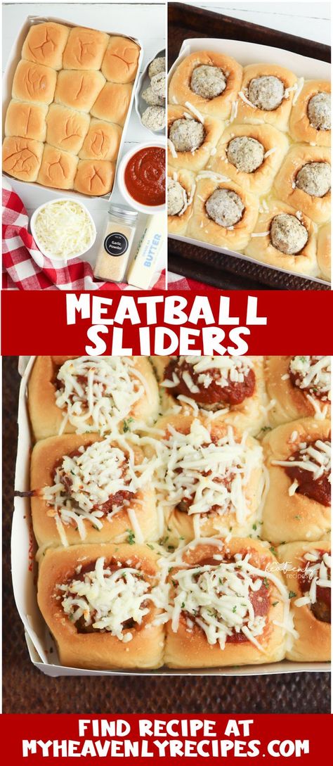 meatball sliders Hawaiian Roll Recipes, Meatball Sliders Recipes, Sliders Recipes Hawaiian Rolls, My Heavenly Recipes, Easy Slider, Camp Meals, Easy Slider Recipes, Sliders Recipes, Meatball Sliders