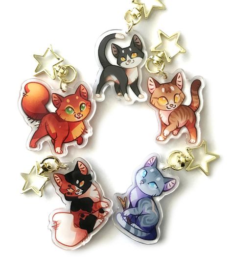 "Get one of these adorable Warrior CATS charms to hang on your phone, keychain, purse or backpack!  Choose one of them: ✶Tallstar ✶Leafpool ✶Squirrelflight ✶Mapleshade ✶Jayfeather *The charms measure 2\" (5 cm) wide and 3mm thick* *Printing on BOTH side, between two layers of acrylic* *It's made of thick, durable laser-cut, clear acrylic* *Comes with gold, star shaped keyring* Color and contrast of actual product may vary due to monitor differences. Please read the policies before buying! Thank Cat Room Decor, Cat Sticker Set, Phone Keychain, Warrior Cats Series, Acrylic Keyring, Cat Key, Keychain Purse, Cat Stock, Warrior Cats Art