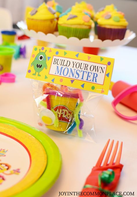 Are you hosting a play date or birthday party soon? A Play-Doh themed play date would be fun to plan! Discover Play-Doh party decorations, party treats, and kids' Play-Doh activities. Be sure to grab my free party favor printables as well! #Sponsored #ad Party supplies: @shindigz | Play Date Ideas for Kids | Play-Doh Birthday Party Ideas | #platedate #playdoh #playdough #partyideas #kidsparty #kidsactivities #birthdayparty #partyplanning #platedates Monster Themed Party Food, Playdoh Birthday Favors, Monsters Party Ideas, Monsters Inc Pinata 1st Birthdays, Make Your Own Monster Playdough, Monster Cake Pops Diy, Monster Birthday Party Favors, Play Doh Monsters, Build A Monster Playdough