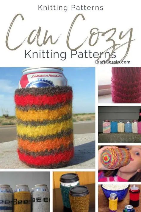 Knit Coozies, Koozie Pattern, Beer Cozy, Can Cozy, Pop Cans, Knitting Blogs, Diy Cans, Garter Stitch, Cozy Knits