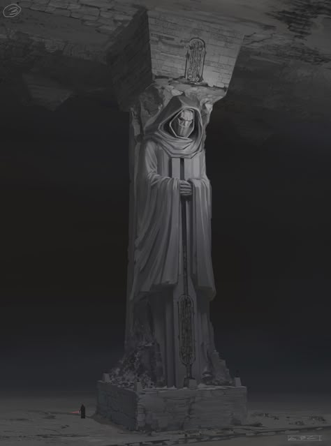 Statue Concept Art, Sith Aesthetic, Fantasy Statue, Sci Fi Landscape, The Rise Of Skywalker, Rise Of Skywalker, Ancient Statues, Star Wars Concept Art, Stone Statues