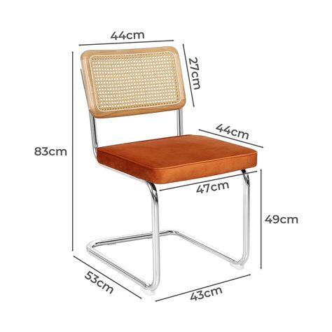 🧡LEVEDE RATTAN DINING CHAIRS ORANGE - 2PCS🧡 Suitable for dining room, living room, coffee, reception or banquets, these dining chair ooze with style 🤌🏾 Key Features: 🔸Cantilevered chrome-plated steel frame 🔸Rounded corners 🔸Rubber wood frame 🔸Woven PE rattan backrest 🔸7cm velvet padded seat 🔸120kg weight capacity 🔸Anti-slip feet 🛒 SHOP these stylish dining chairs & more at: ⚜️ luxemporium.com.au ⚜️ #luxemporium #furniture #luxfurniture #home #kitchen #kitchenfurniture #levede Marcel Breuer Chair, Breuer Chair, Orange Dining Chairs, Cesca Chair, Room Upgrade, Rattan Dining Chairs, Marcel Breuer, Furniture Inspiration, Kitchen Dining Furniture