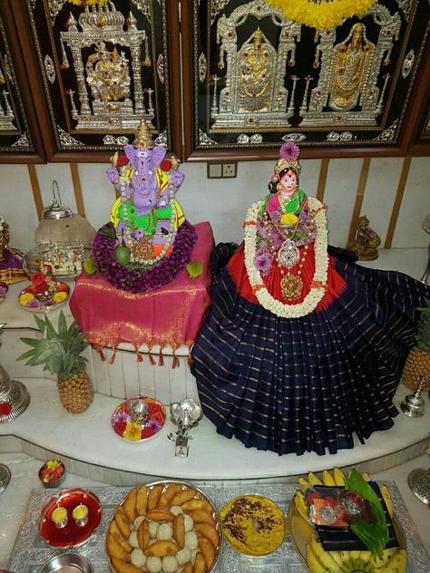 Gowri#Ganesha.. Gowri Ganesha Decoration, Gowri Ganesha, Ganesha Decoration, Puja Decor, Workplace Decor, Pooja Decoration, God Photos, Vishnu Wallpapers, Pooja Items