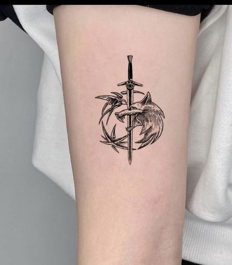 The Witcher 3 Tattoo Ideas, Witcher 3 Tattoo Ideas, The Witcher Tattoos, Warhammer Tattoo Ideas, Witcher Tattoo Design, Witcher 3 Tattoo, The Witcher Tattoo Ideas, The Witcher Symbol, Witcher Tattoo Ideas