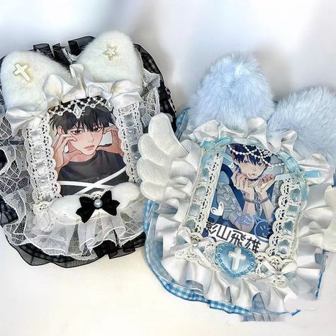 photocard toploader .custom accept Lace Deco Toploader, Ribbon Toploader, Lace Toploader, Photocard Toploader, Toploader Decor, Pc Decoration, Toploader Deco, Kpop Diy, Ita Bag