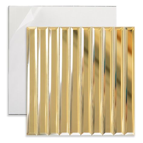 PRICES MAY VARY. Glass Size: 12 x 12 x 0.2 Inch (300 x 300 x 5mm), 5 sheets/box, totally 5 sq.ft. Chip size: 1.2 x 12 inch strip mirror tile Easy to Install: This peel and stick mirror tile is easy to install for beginners and professionals, strong back adhensive ensure your long-term use Style: The beveled edges highlight the beautiful gold mirrors. This golden wall tile makes for a perfect addition to any shabby chic or Victorian design project APPLICATION: Its unique finish and beveled edge g Peel And Stick Tile Backsplash Bathroom Showers, Art Deco Bathroom Tile, Tiles For Kitchen Backsplash, Tile For Kitchen Backsplash, Mirrored Tile, Gold Mirrors, Tile Backsplash Bathroom, Tile For Kitchen, Stick Tile Backsplash