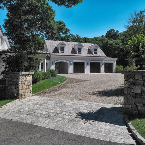 Garage Exterior, Dream Mansion, New York Apartment, Carriage House, Driveway, Landscape Architecture, Lake House, Garage, House Exterior