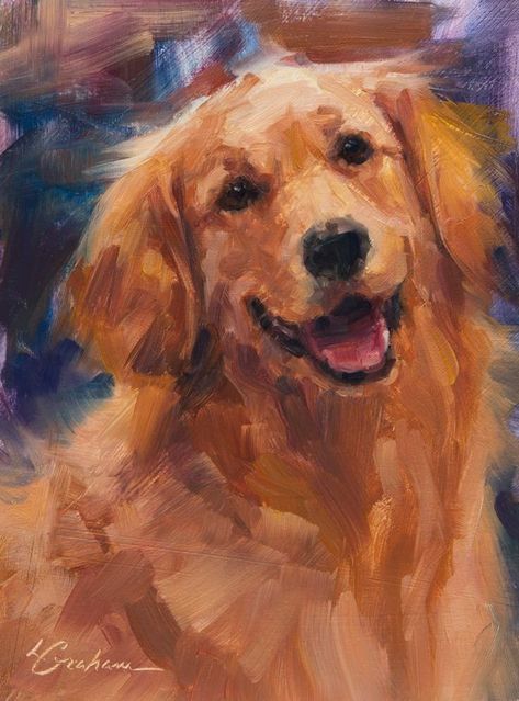 Golden Retriever Oil Painting, Smile Painting, Oil Painting Ideas, Dog Oil Painting, Golden Retriever Art, Dog Portraits Painting, Oil Painting Inspiration, 강아지 그림, Dog Painting