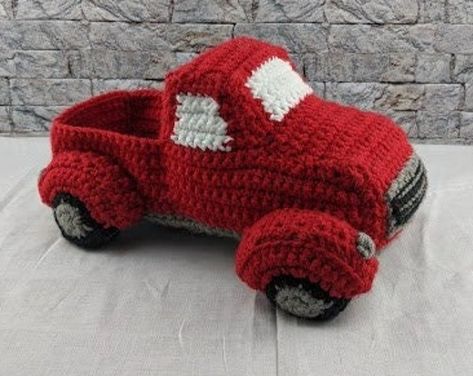 Crochet Truck | Etsy Crochet Red Truck, Truck Crochet Pattern, Crochet Truck, Red Truck Pattern, Truck Crochet, Crochet Business Ideas, Crochet Boys, Triangle Scarf Crochet Pattern, Crochet Candle