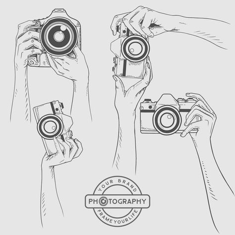 Sketch camera in hand,potography illustr... | Premium Vector #Freepik #vector #background #logo #vintage #technology Photography Drawing Camera, Camera Drawing Reference, Holding Camera Drawing, Hand Holding Camera, Classy Grandma, Camera In Hand, Camera Illustration, Camera Drawing, Illustration Story