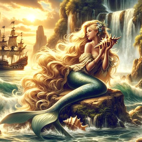 "Whispers to the Waves: The Siren's Pirate Summons" Mermaid Jigsaw Puzzle https://aululayboutique.etsy.com/listing/1695488252/mermaid-jigsaw-puzzle-whispers-to-the Click link to see whole image Mermaid Pictures Art, Beautiful Mermaid Art, Mermaid Fanart, Siren Art, Mermaid And Pirate, Mermaid Pirate, Mermaid Stories, Mermaid Photography, Mermaid Stuff