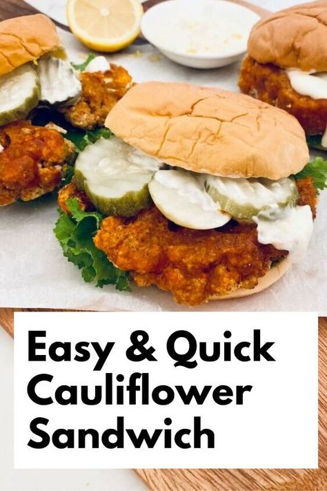 Vegetarian Nashville Sandwich Nashville Hot Cauliflower, Nashville Sandwich, Honey Cauliflower, Healthy Chicken Sandwich Recipes, Cauliflower Sandwich, Hot Chicken Recipe, Cauliflower Burger, Sandwich Recipes Indian, Sandwich Vegetarian