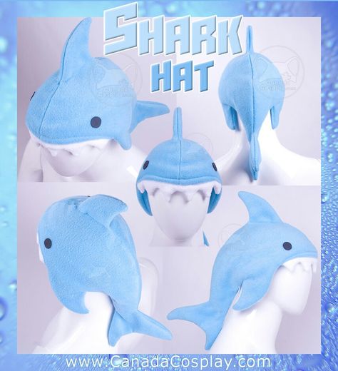 Shark hat Shark Hat Diy, Shark Plush Pattern, Shark Diy, Shark Hat, Shark Plush, Fleece Hats, Fox Hat, Semi Realistic, Cute Sewing Projects