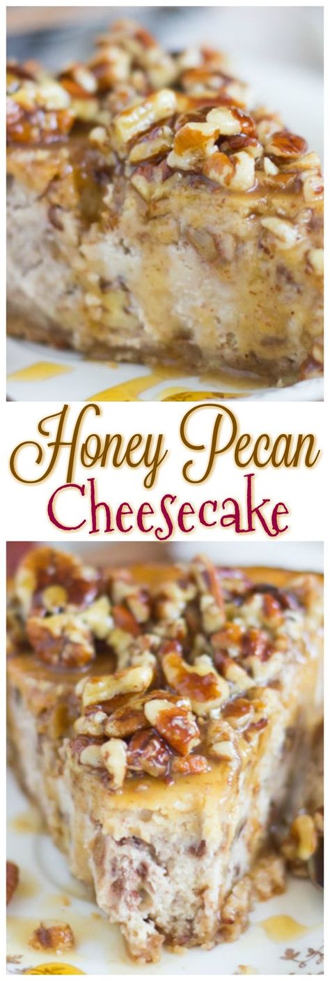 Honey Pecan Cream Cheese, Pecan Shortbread Crust, Honey Cheesecake, Pecan Shortbread, Rich Cheesecake, Bread Sweet, Pecan Cheesecake, Shortbread Crust, Pecan Recipes