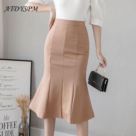 Korean Festival, Beige Office, Mermaid Skirts, Streetwear Skirt, Skirts Plus Size, Skirt Y2k, Skirts Midi High Waisted, Aline Skirt, High Waisted Pencil Skirt