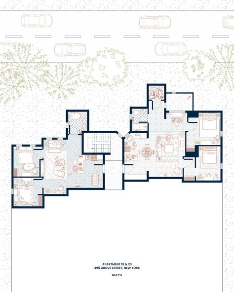 The floor plan of the iconic Friends apartment, featuring Chick Jr, Duck Jr and smelly cat🐣🦆🐈 Would you like a print of this illustration in your space? #art #design #interior #floorplan #layout #housedesign #apartment #illustration #digitalart #friends #friendstvshow #friends30 #tvshowfloorplans #newyork #series One Room Apartment Floor Plan, Apartment Lobby Entrance, Apartment Illustration, Apartment Lobby, Friends Apartment, One Room Apartment, Architecture Drawing Plan, Smelly Cat, Apartment Floor Plan