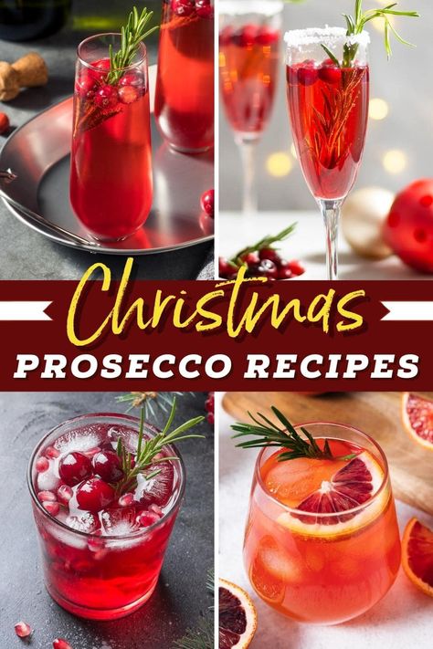 Wine Based Christmas Drinks, Holiday Drinks Prosecco, Holiday Sparkling Wine Drinks, Prosecco Cranberry Holiday Drink, Xmas Drinks Alcohol, Prosecco And Cranberry Cocktails, Prosecco And Cranberry Juice, Festive Prosecco Cocktails, Christmas Punch Recipes Prosecco