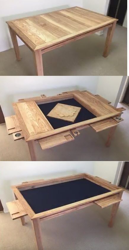 Looking at this pin more for the railing options rather than design - Gaming Table Multipurpose Game Table, Table Top Game Room, Convertible Game Table, Diy Game Table How To Build, D&d Gaming Table, D&d Table Gaming, D&d Game Table, Gaming Dining Table, Tabletop Gaming Table