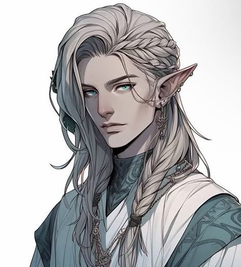 Pale Elf Male, Astral Elf Male Character Art, Blond Elf Male, Elf King Fantasy Art, Elf Dnd Character Male, Male Elf Character Art, White Hair Elf Male, Winter Eladrin Male, Dnd Half Elf Male