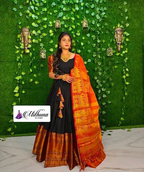 Long Frock From Old Saree, Dupattas For Long Frocks, Narayanpet Long Frocks Designs Latest, Pattu Frock Designs For Women, Pattu Saree Long Frocks Designs Latest, Narayanapet Long Dresses, Long Frock Models With Pattu Sarees, Pattu Long Frocks For Women With Dupatta, Narayana Pattu Dresses