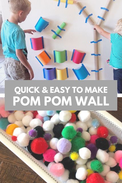 Toddler Approved!: Quick & Easy to Make Pom Pom Wall! Such a simple activity for toddlers and preschoolers on up! Toddler Reggio Activities, Wall Activities For Toddlers, Simple Activities For Preschoolers, Pom Pom Wall, Easy Toddler Activities, Nursery Activities, Toddler Classroom, Indoor Games For Kids, Easy Toddler