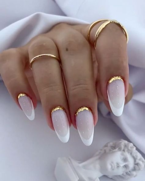 Gold Nail, Her Nails, Milky White, Nail Polishes, My Favorite, Nails, Gold, White