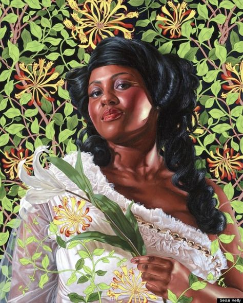 Dacia Carter by Kehinde Wiley  http://www.huffingtonpost.com/2012/05/12/kehinde-wiley-on-his-econ_n_1497849.html# Rococo Painting, Caricature Art, Kehinde Wiley, Afro Art, Contemporary Artist, African American Art, Black Artists, Black Women Art, Pics Art