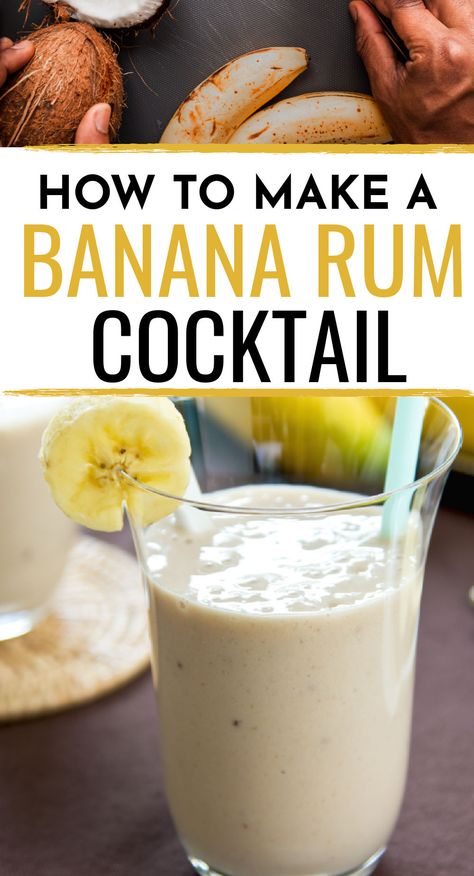 Drinks With Banana Rum, Drinks With Rum Easy, Rum Drinks Easy Cocktails, Banana Rum Drinks, Tropical Recipes, Banana Cocktails, Pool Cocktails, Rum Drinks Recipes, Banana Rum