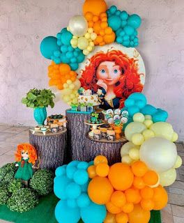 Merida Themed Party, Brave Birthday Party Decorations, Merida Brave Party, Brave Merida Birthday Party, Brave Themed Birthday Party, Merida Party Ideas, Merida Brave Birthday Party Ideas, Brave Party Decorations, Brave Decorations