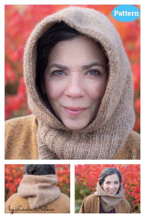 A Basic Hooded Cowl Knitting Pattern Cowl Knitting Patterns Free, Easy Cowl Knitting Pattern, Hooded Cowl Pattern, Snood Pattern, Hooded Scarf Pattern, Cable Cowl, Hood Pattern, Cowl Knitting, Hooded Cowl